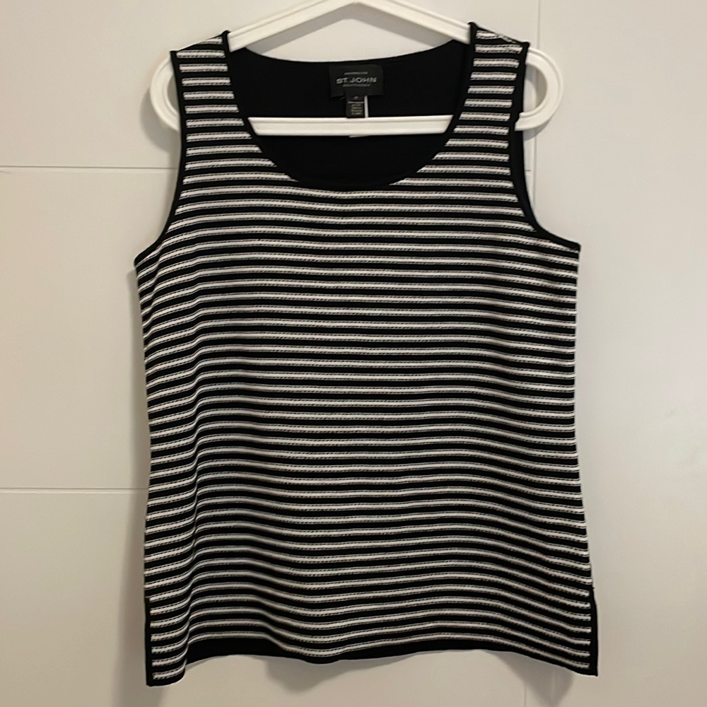 St. John Striped Rayon/Wool Sleeveless Top